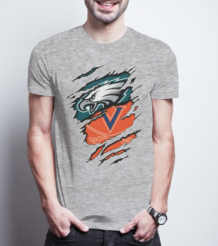 Eagles And Cavaliers Fan Crossover Torn Legacy T-Shirt