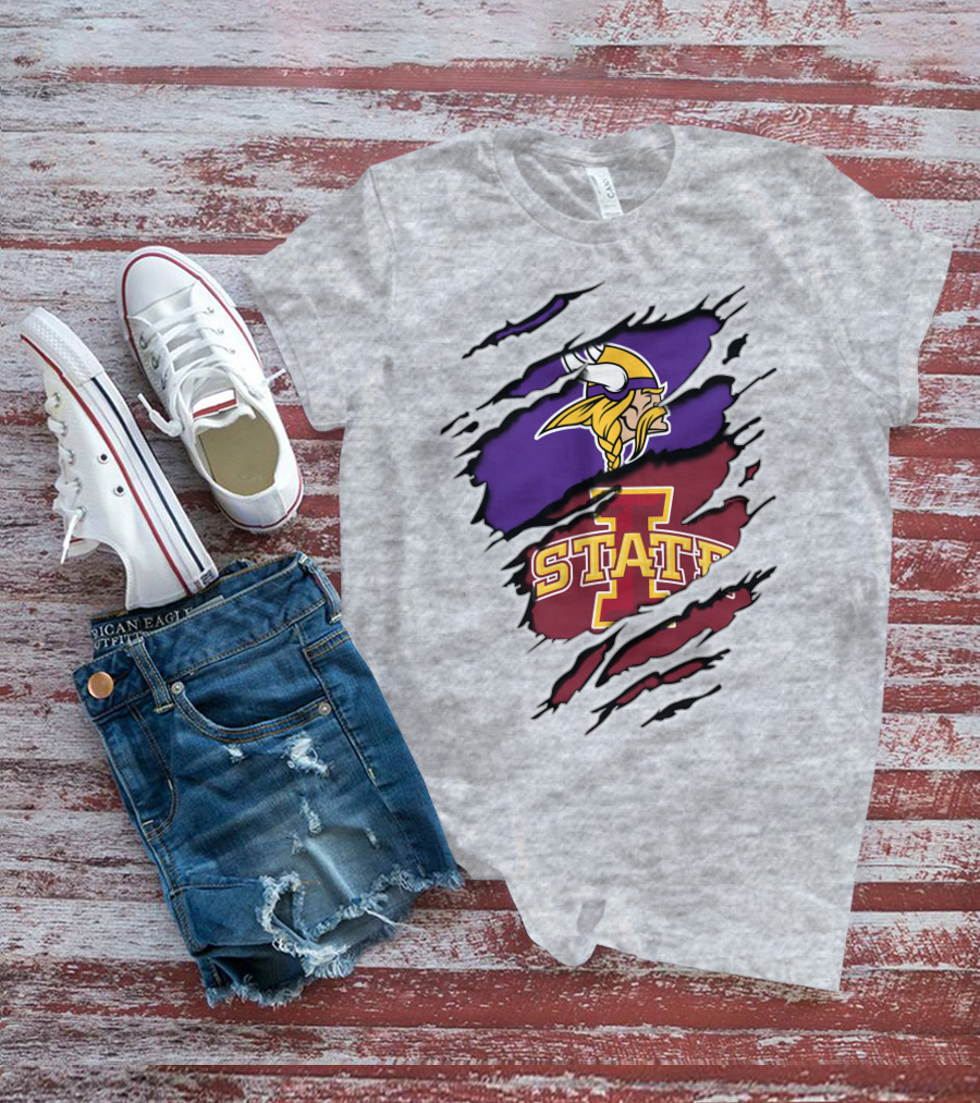 Minnesota Vikings Iowa State Cyclones Ripped T-Shirt
