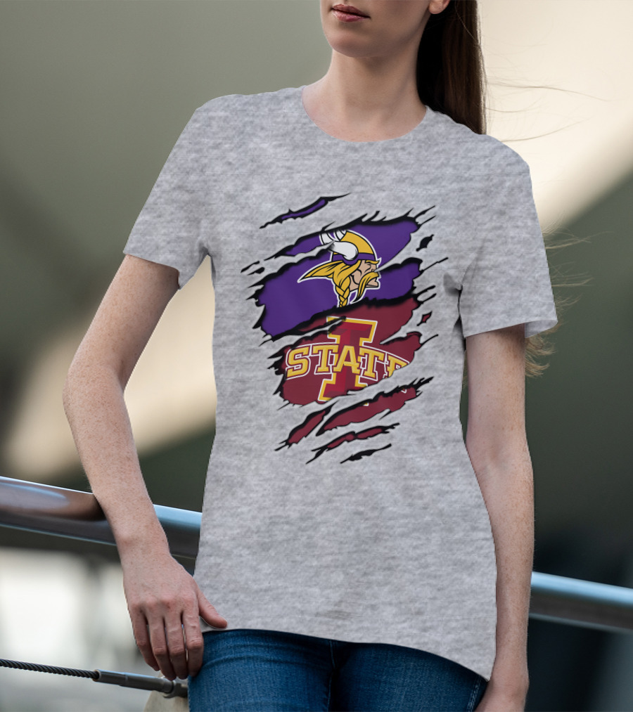 Minnesota Vikings Iowa State Cyclones Ripped T-Shirt