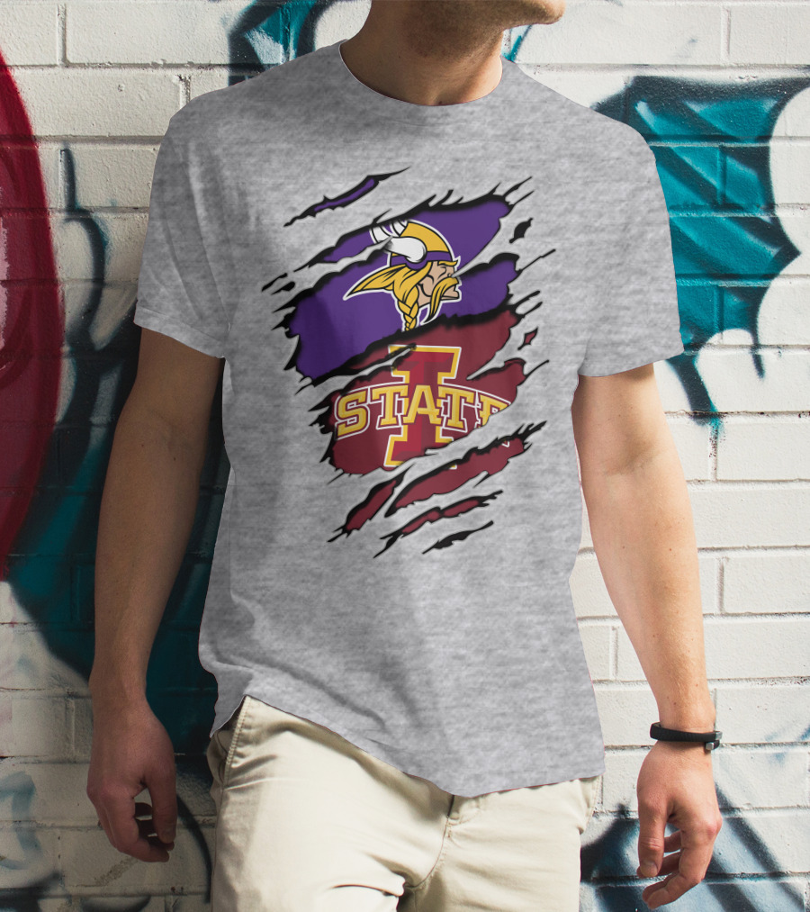 Minnesota Vikings Iowa State Cyclones Ripped T-Shirt