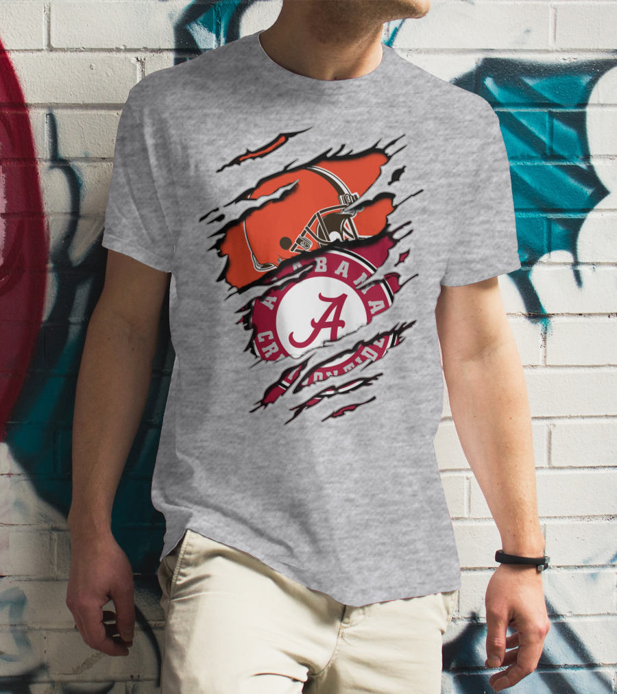 Cleveland Browns Helmet Alabama Crimson Tide Fan Gear T-Shirt