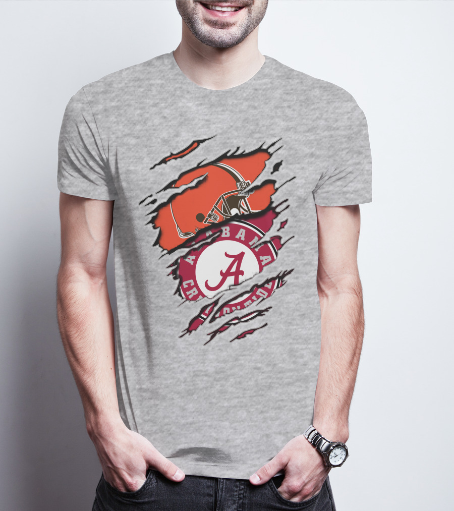 Cleveland Browns Helmet Alabama Crimson Tide Fan Gear T-Shirt