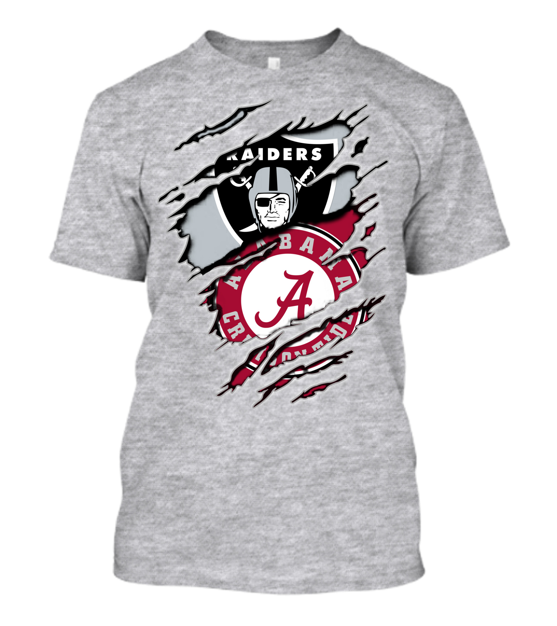 Alabama Crimson Tide Raiders Logo Mashup With Helmeted Mascot T-Shirt