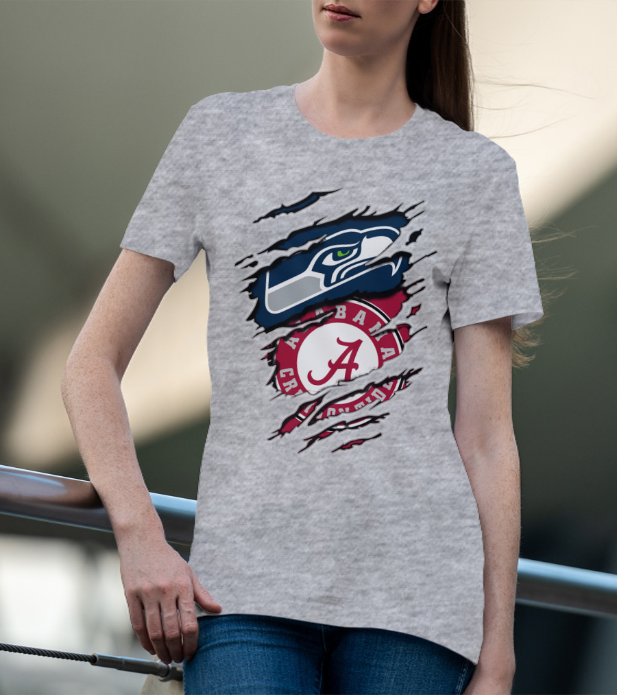 Seahawks Alabama Crimson Tide Football Fusion T-Shirt