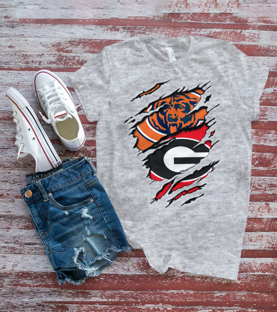 Chicago Bears Georgia Bulldogs Logo Mashup T-Shirt