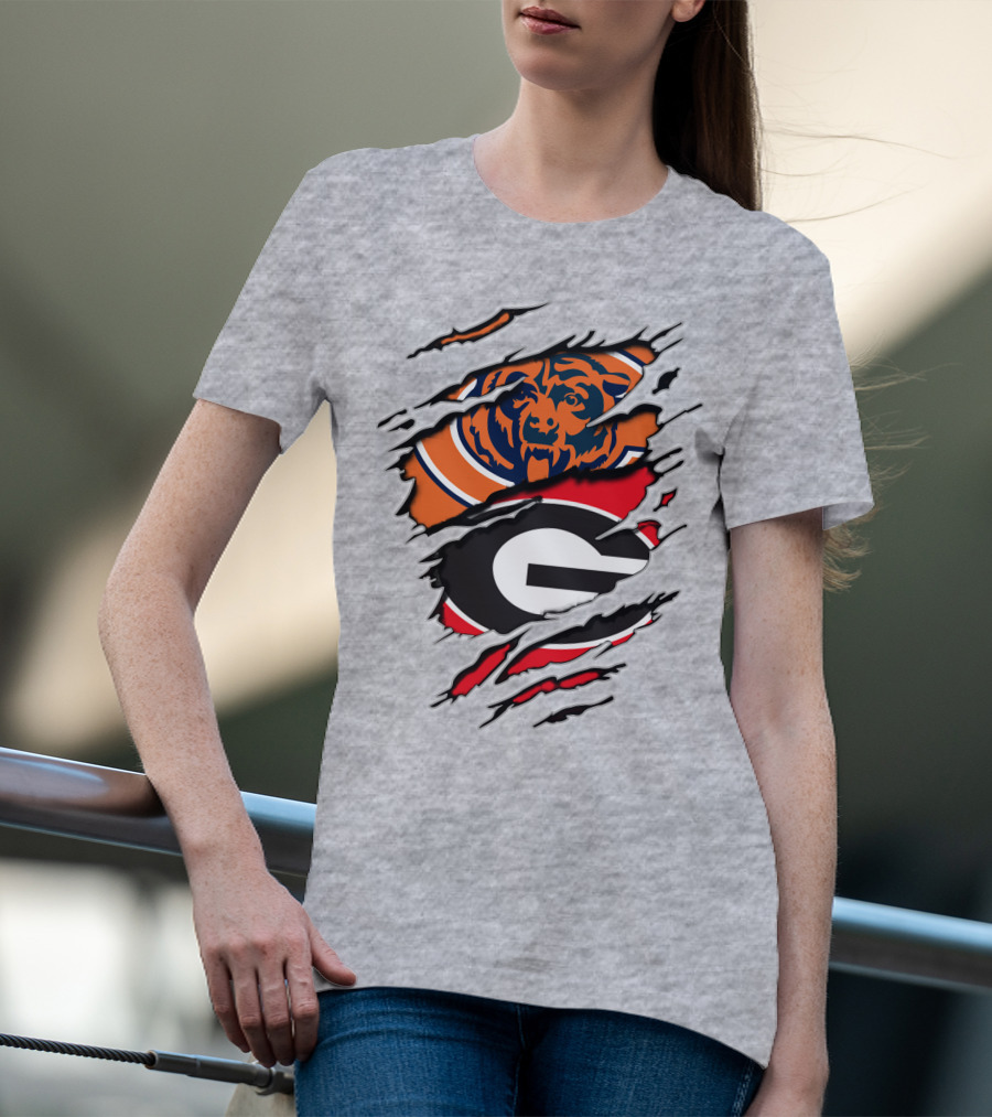 Chicago Bears Georgia Bulldogs Logo Mashup T-Shirt