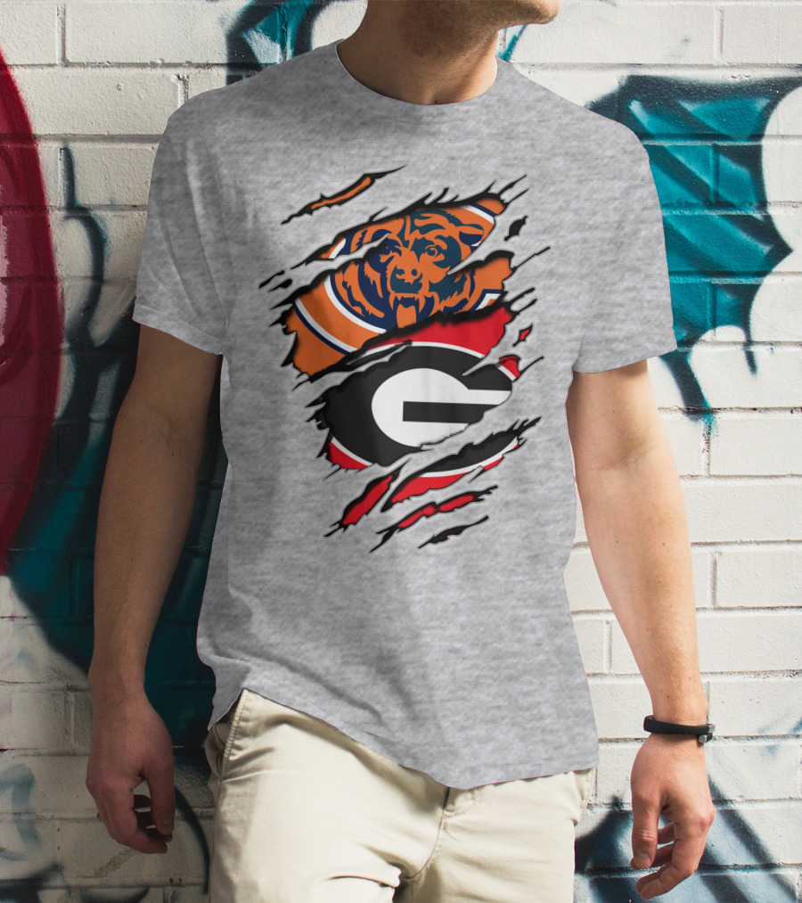 Chicago Bears Georgia Bulldogs Logo Mashup T-Shirt