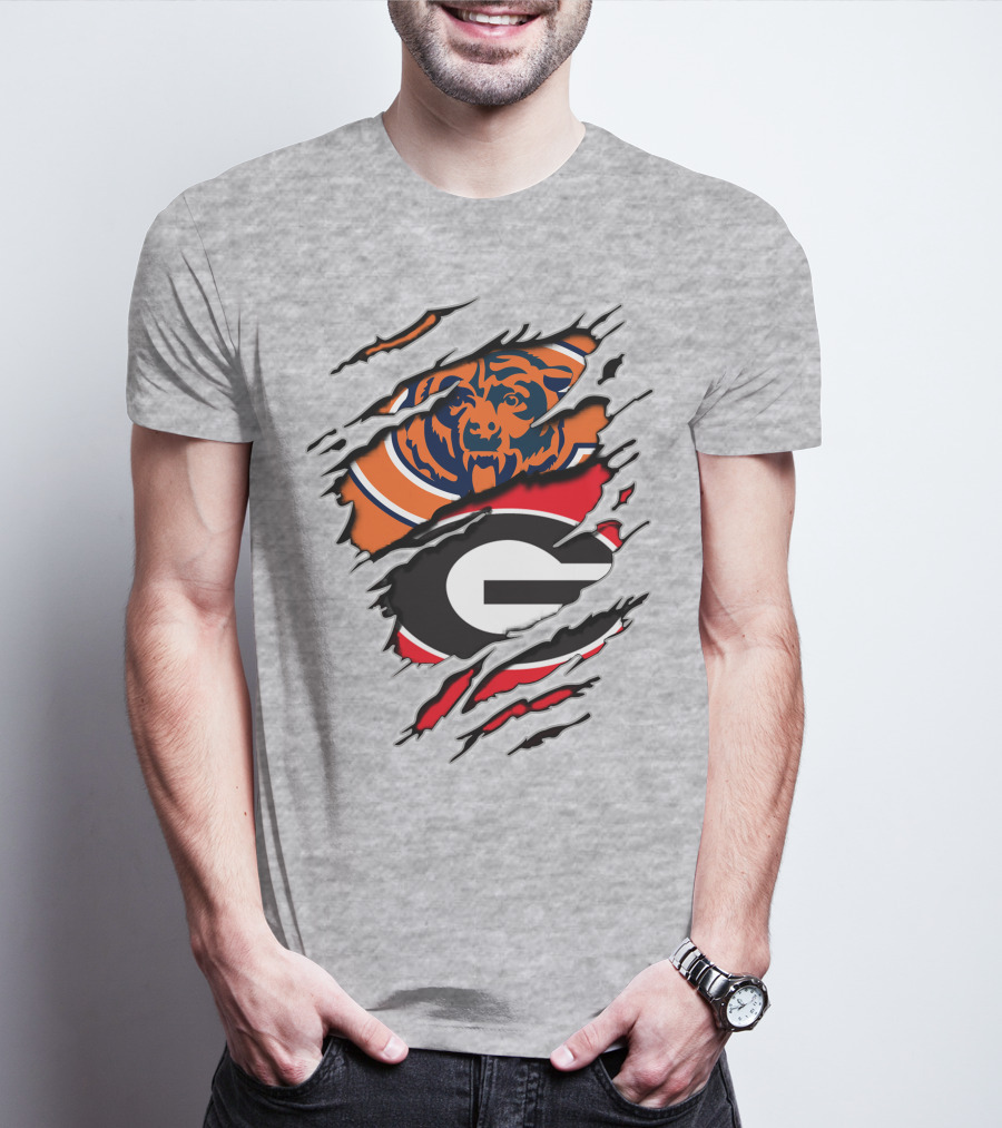 Chicago Bears Georgia Bulldogs Logo Mashup T-Shirt