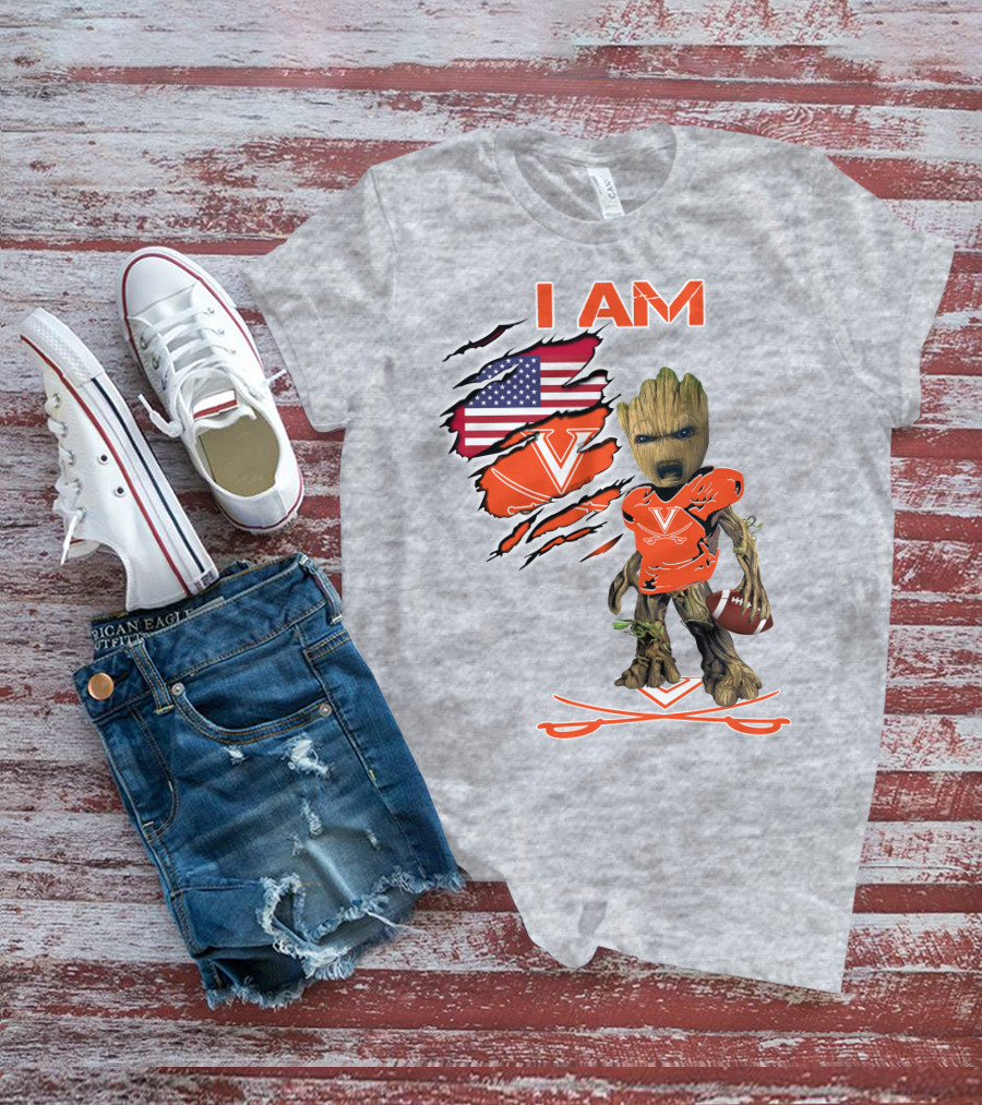 I AM Cavaliers Groot Football USA Flag V T-Shirt
