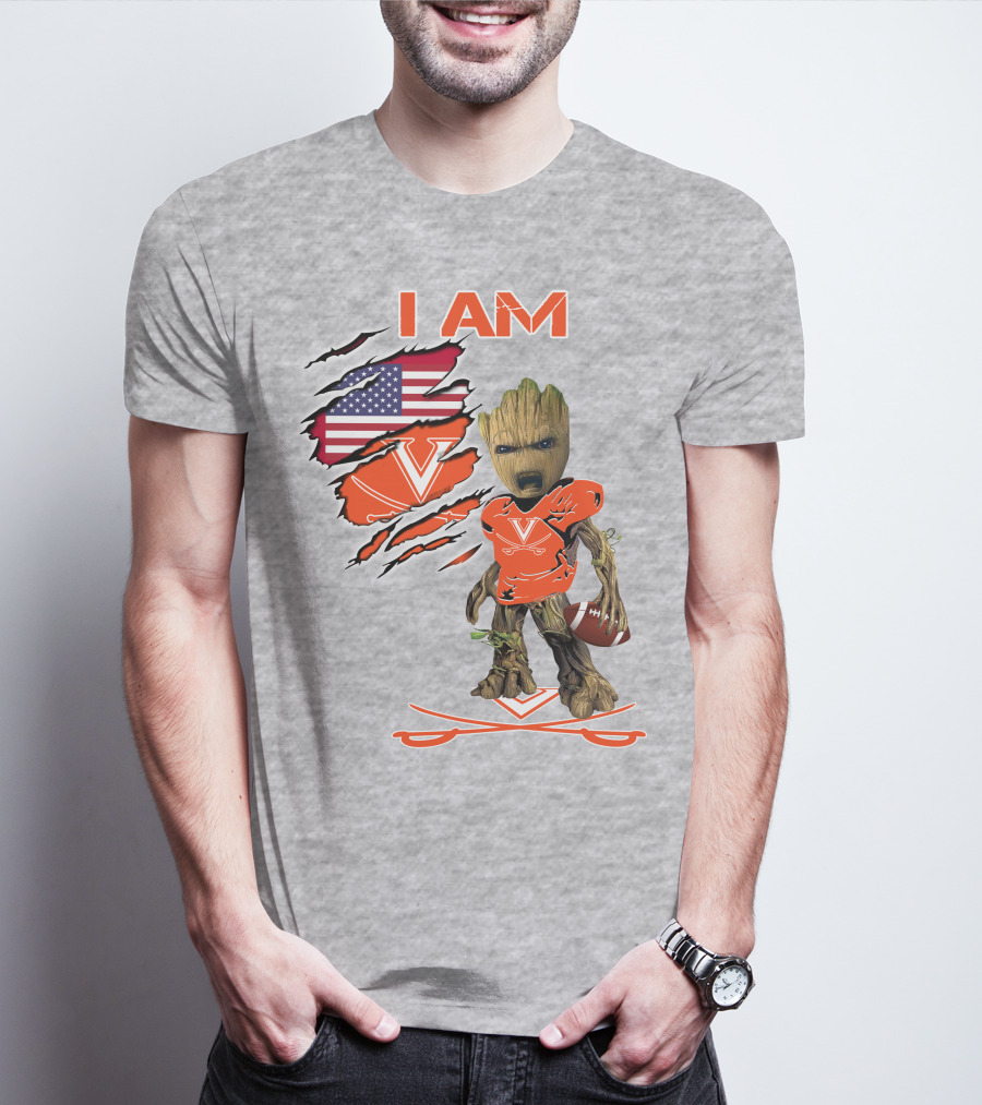 I AM Cavaliers Groot Football USA Flag V T-Shirt