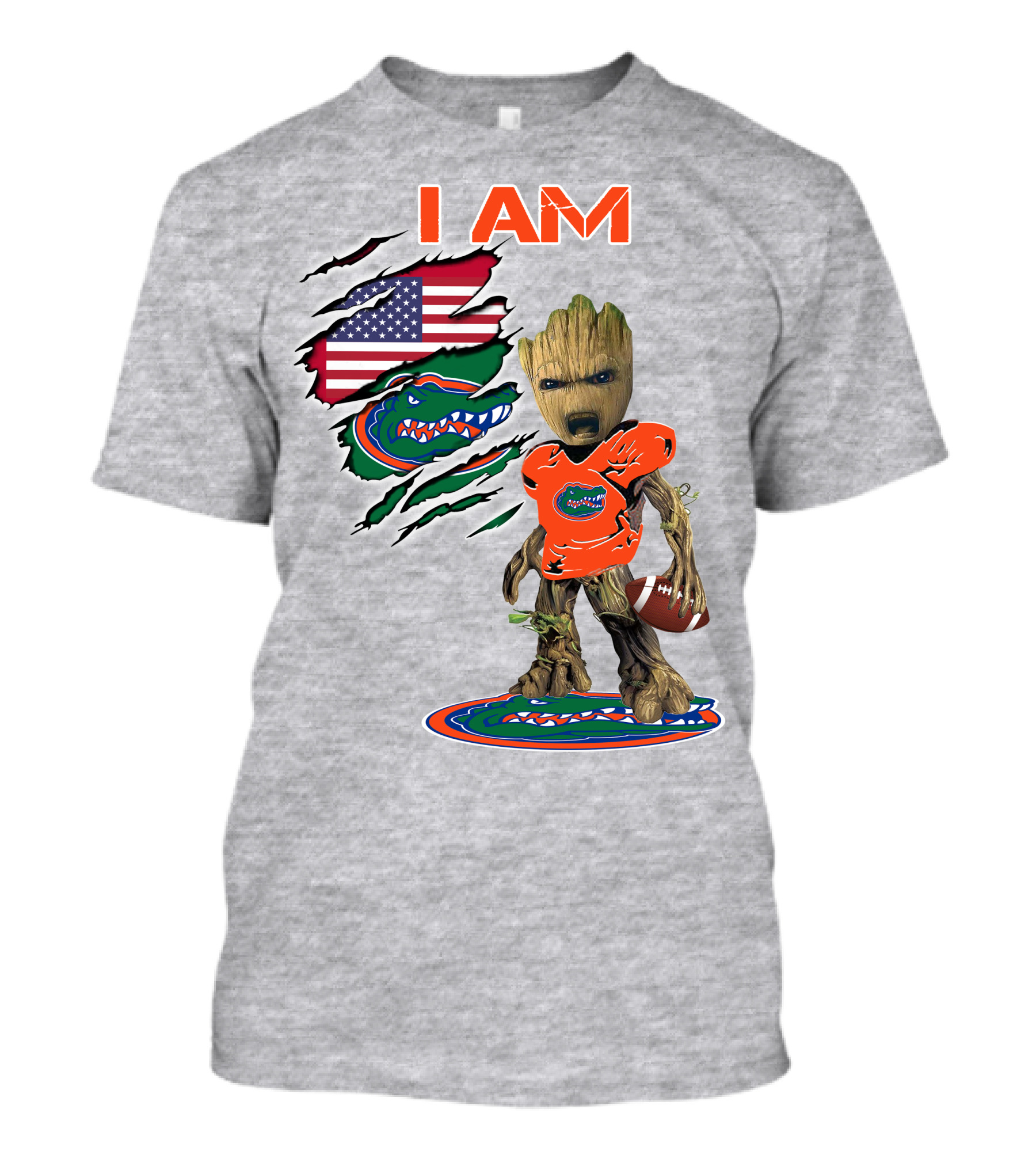 I AM Groot Florida Gators USA Flag Football T-Shirt