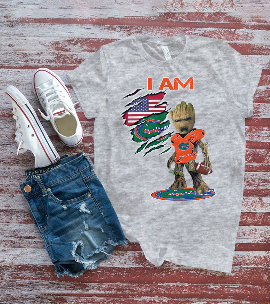 I AM Groot Florida Gators USA Flag Football T-Shirt
