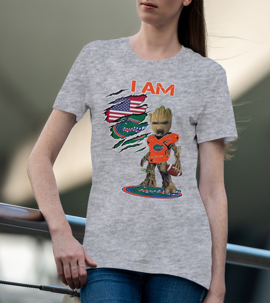 I AM Groot Florida Gators USA Flag Football T-Shirt