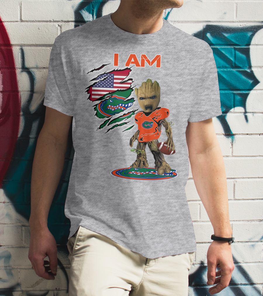 I AM Groot Florida Gators USA Flag Football T-Shirt