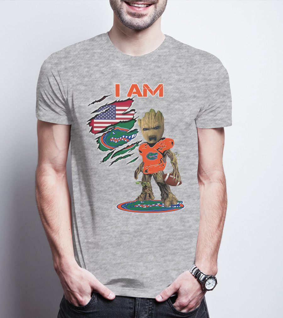 I AM Groot Florida Gators USA Flag Football T-Shirt