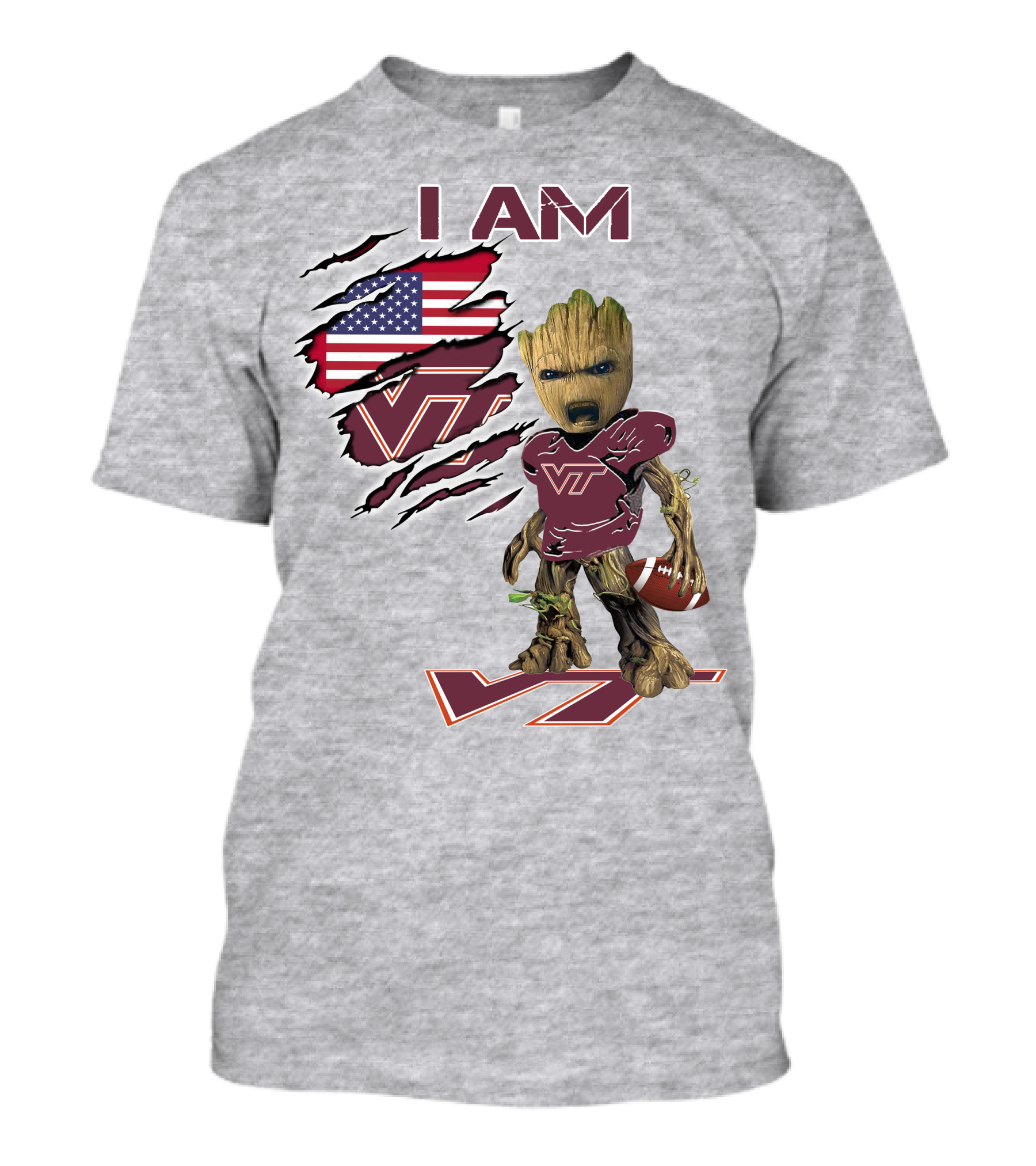 I AM Hokies VT Football And American Flag T-Shirt