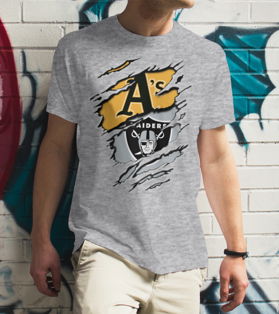 A's Raiders Ripped Crossover Sports T-Shirt
