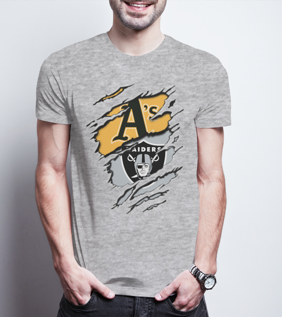 A's Raiders Ripped Crossover Sports T-Shirt