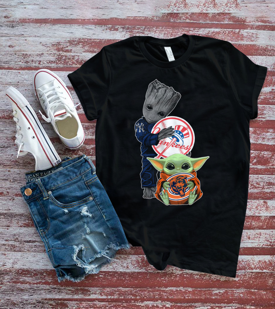 Yankees Baby Groot Bears Baby Yoda T-Shirt