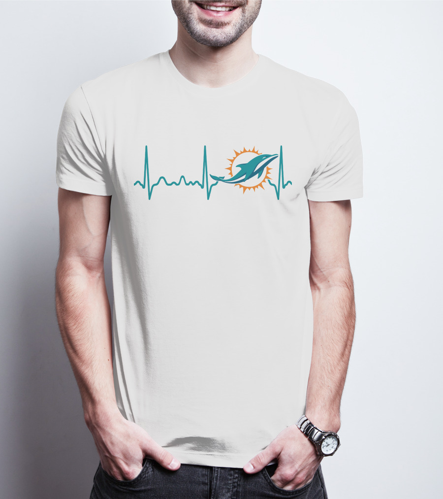 Heartbeat Miami Dolphins Football Fanatic Iconic T-Shirt