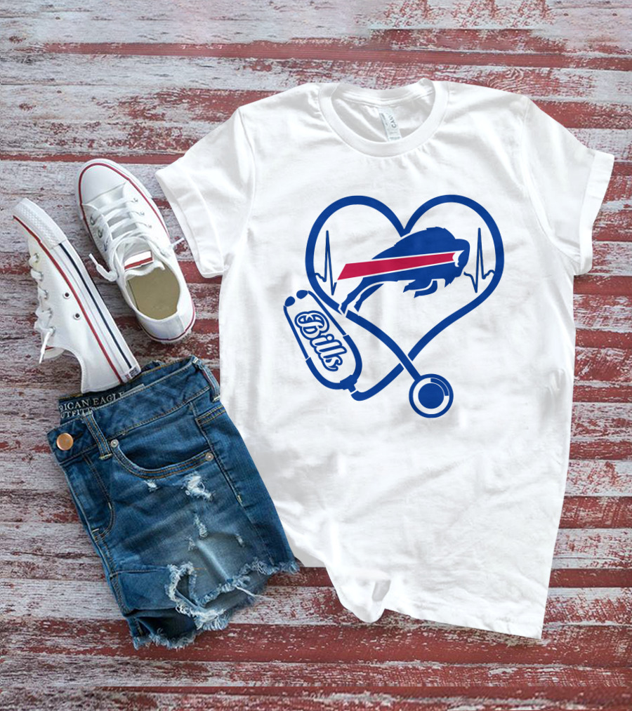 Buffalo Bills Heartbeat Stethoscope Nurse Love T-Shirt