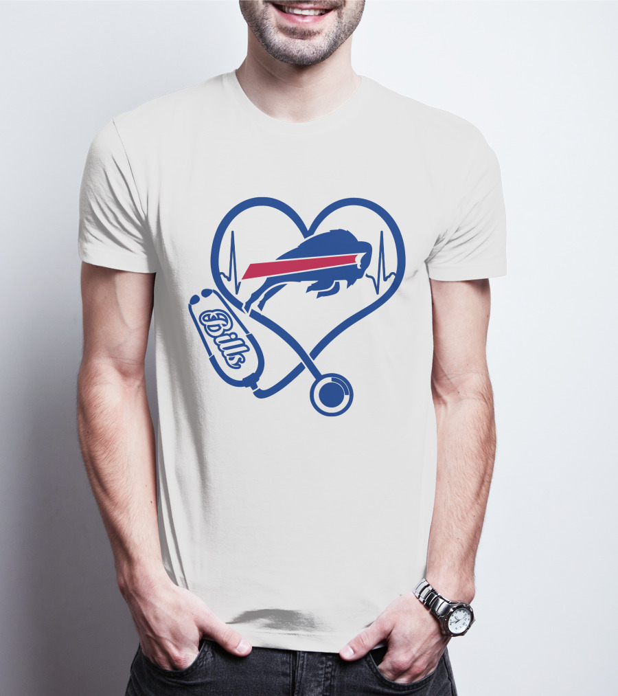 Buffalo Bills Heartbeat Stethoscope Nurse Love T-Shirt