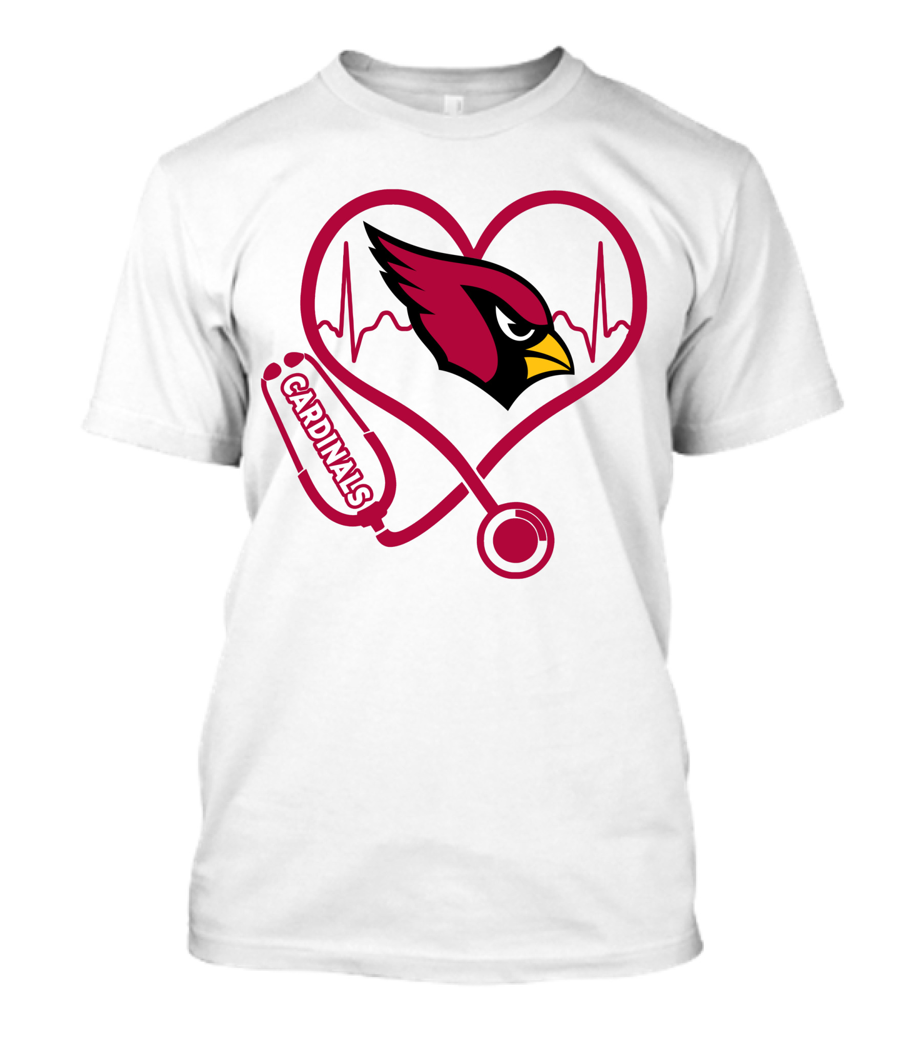 Arizona Cardinals Nurse Heartbeat Stethoscope T-Shirt