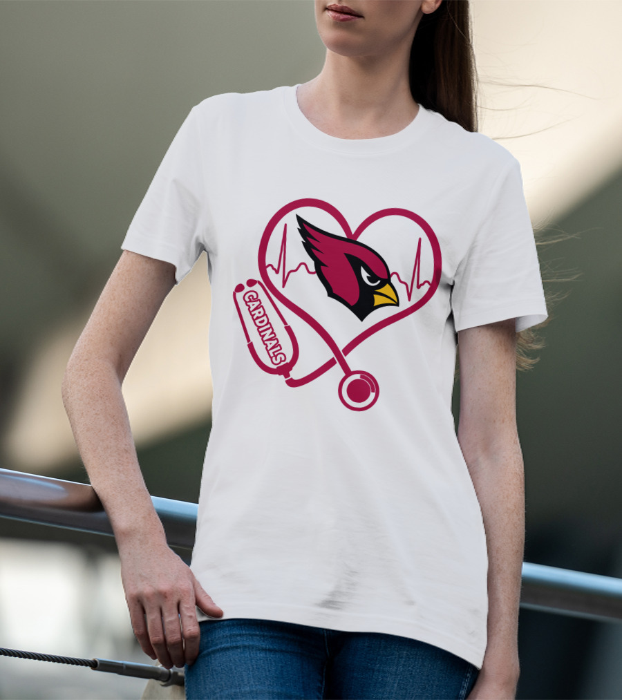 Arizona Cardinals Nurse Heartbeat Stethoscope T-Shirt