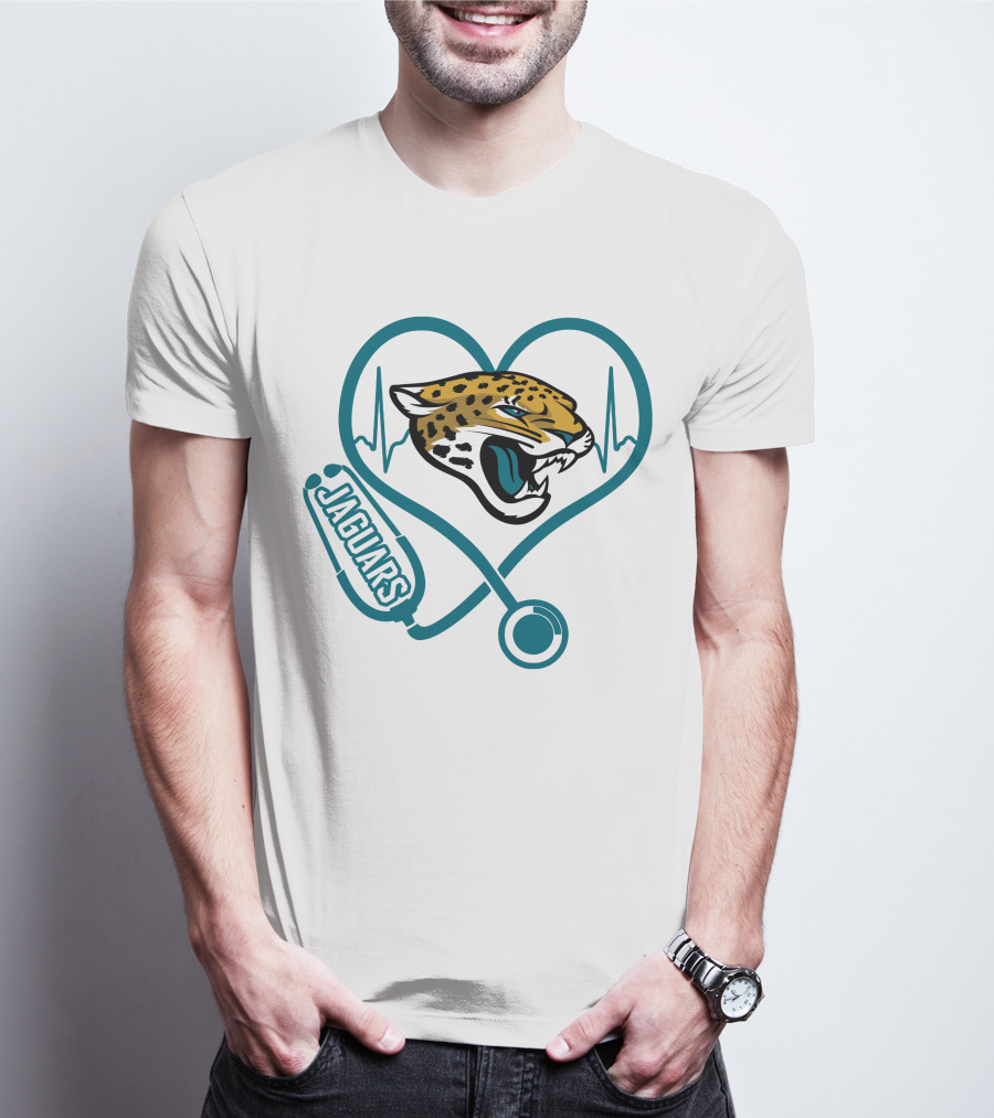 Nurse Love Jaguars Heartbeat T-Shirt