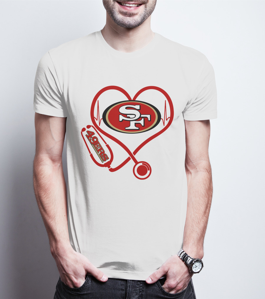 San Francisco 49ers Nurse Heartbeat Love Stethoscope T-Shirt