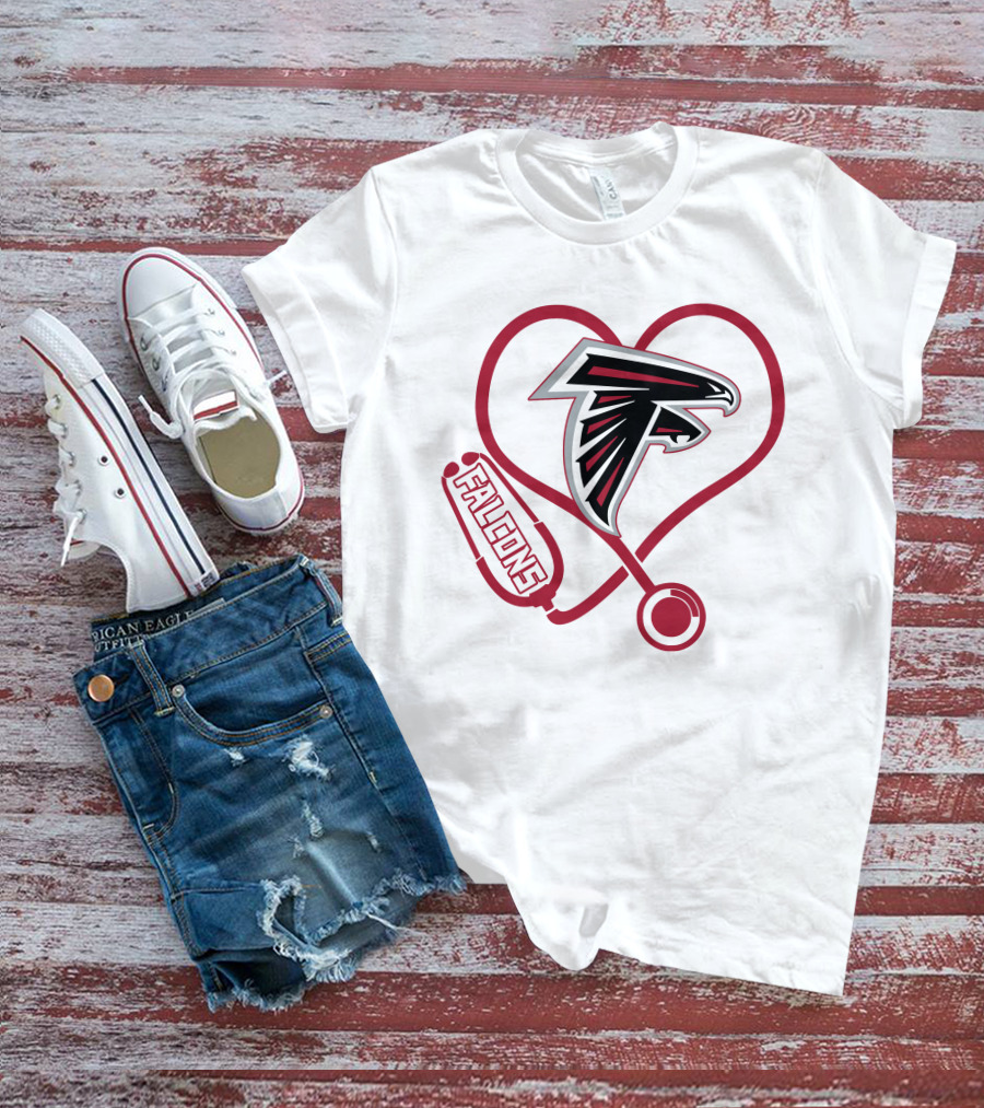Atlanta Falcons Nurse Heart Stethoscope Love T-Shirt