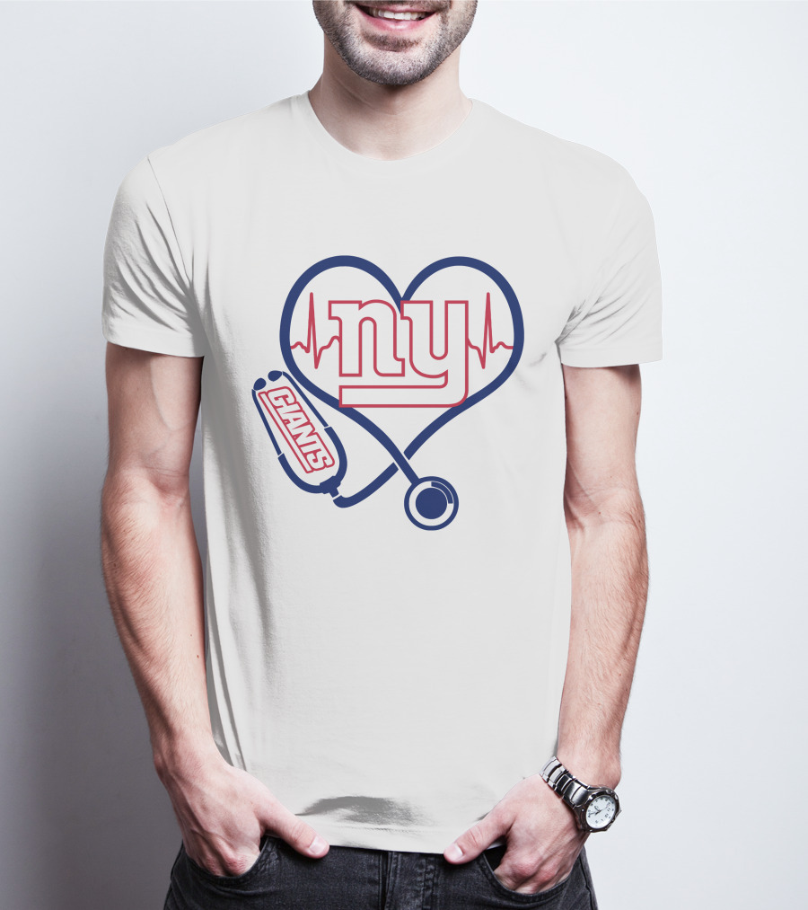 Nurse Heartbeat NY Giants Stethoscope T-Shirt