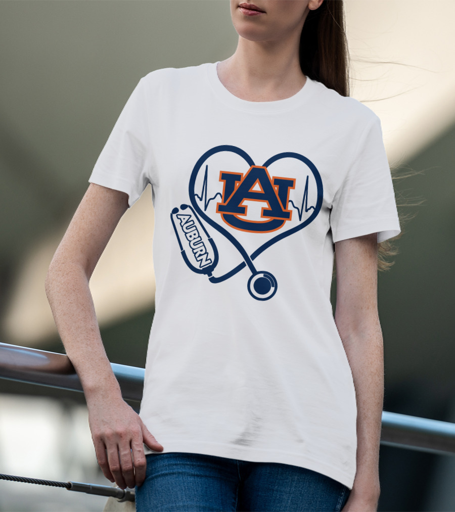 Auburn Tigers Nurse Heartbeat Stethoscope Love T-Shirt