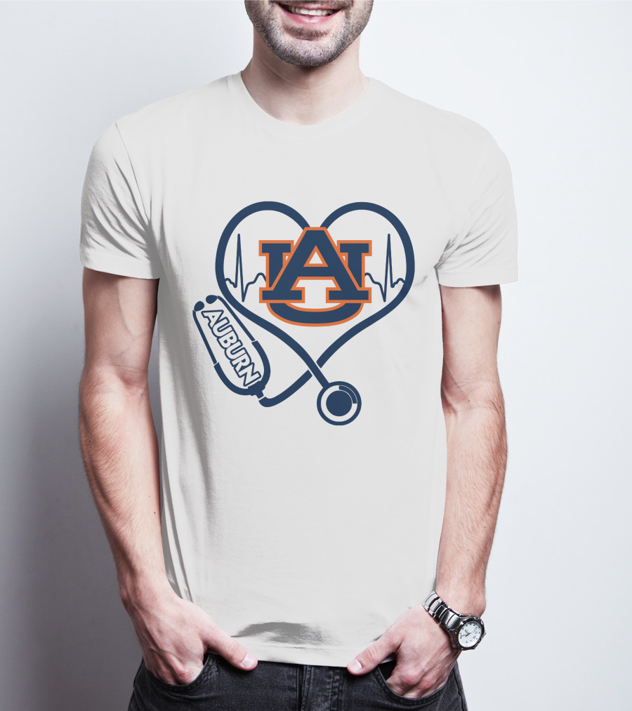 Auburn Tigers Nurse Heartbeat Stethoscope Love T-Shirt