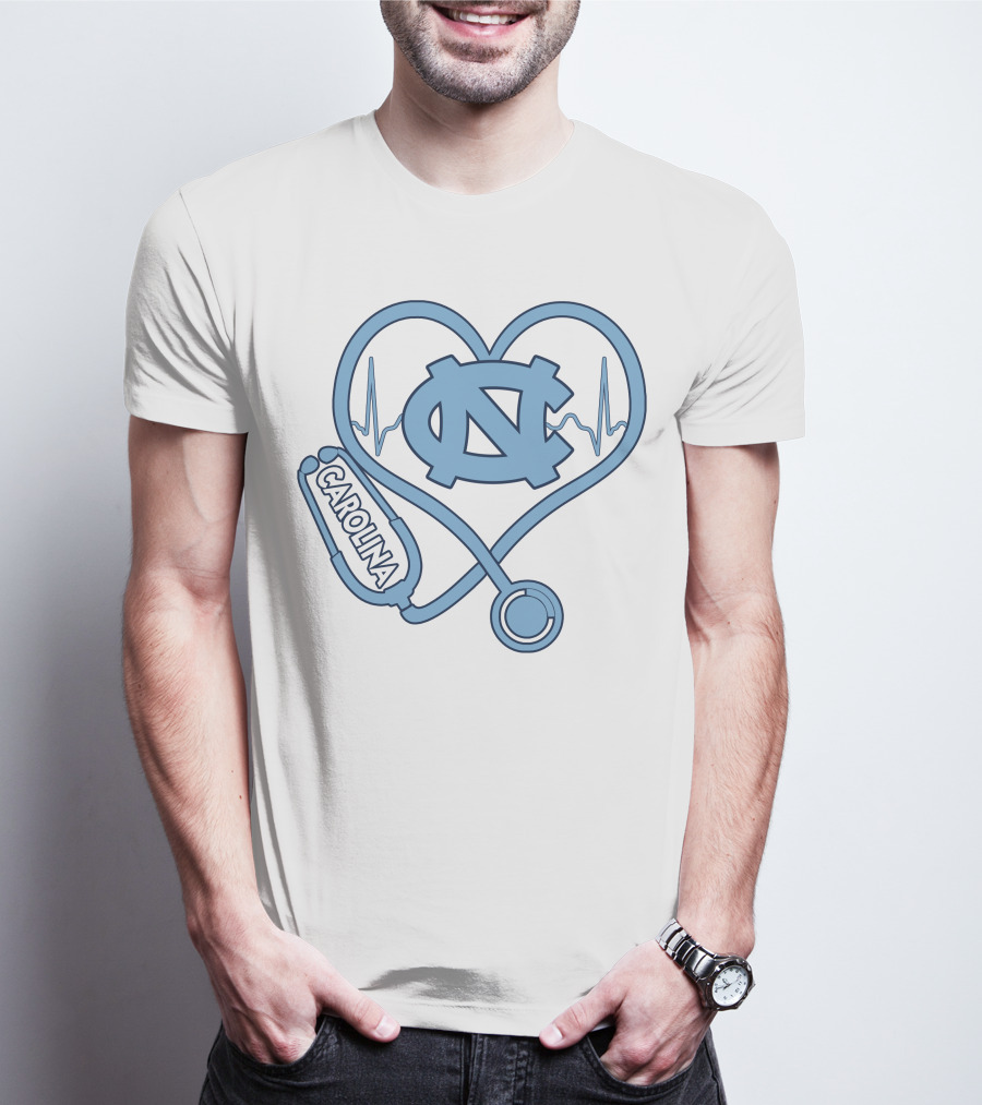 Nurse Love Carolina Heartbeat North Carolina Tar Heels T-Shirt