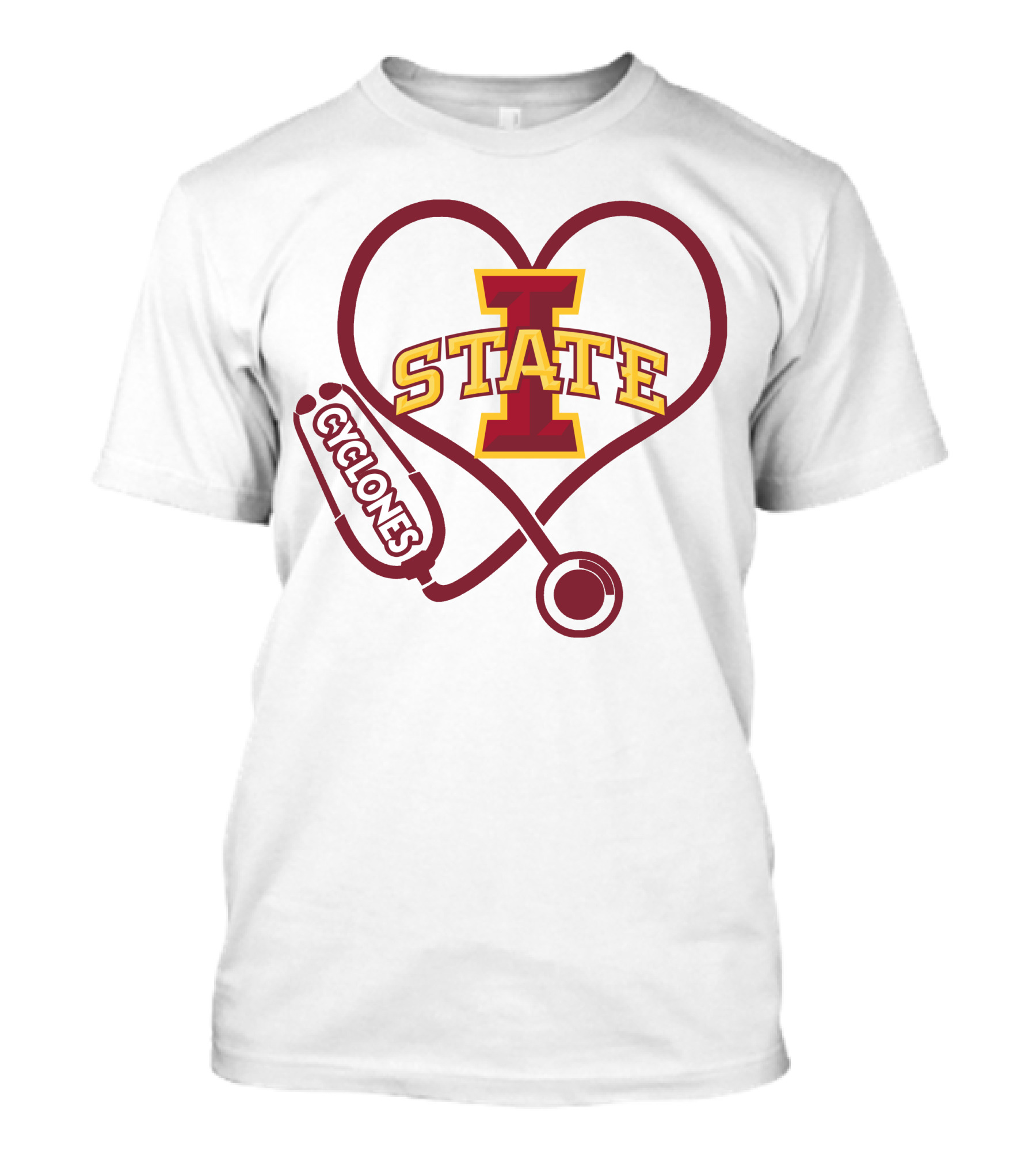 Nurse Love Heart Stethoscope Iowa State Cyclones T-Shirt