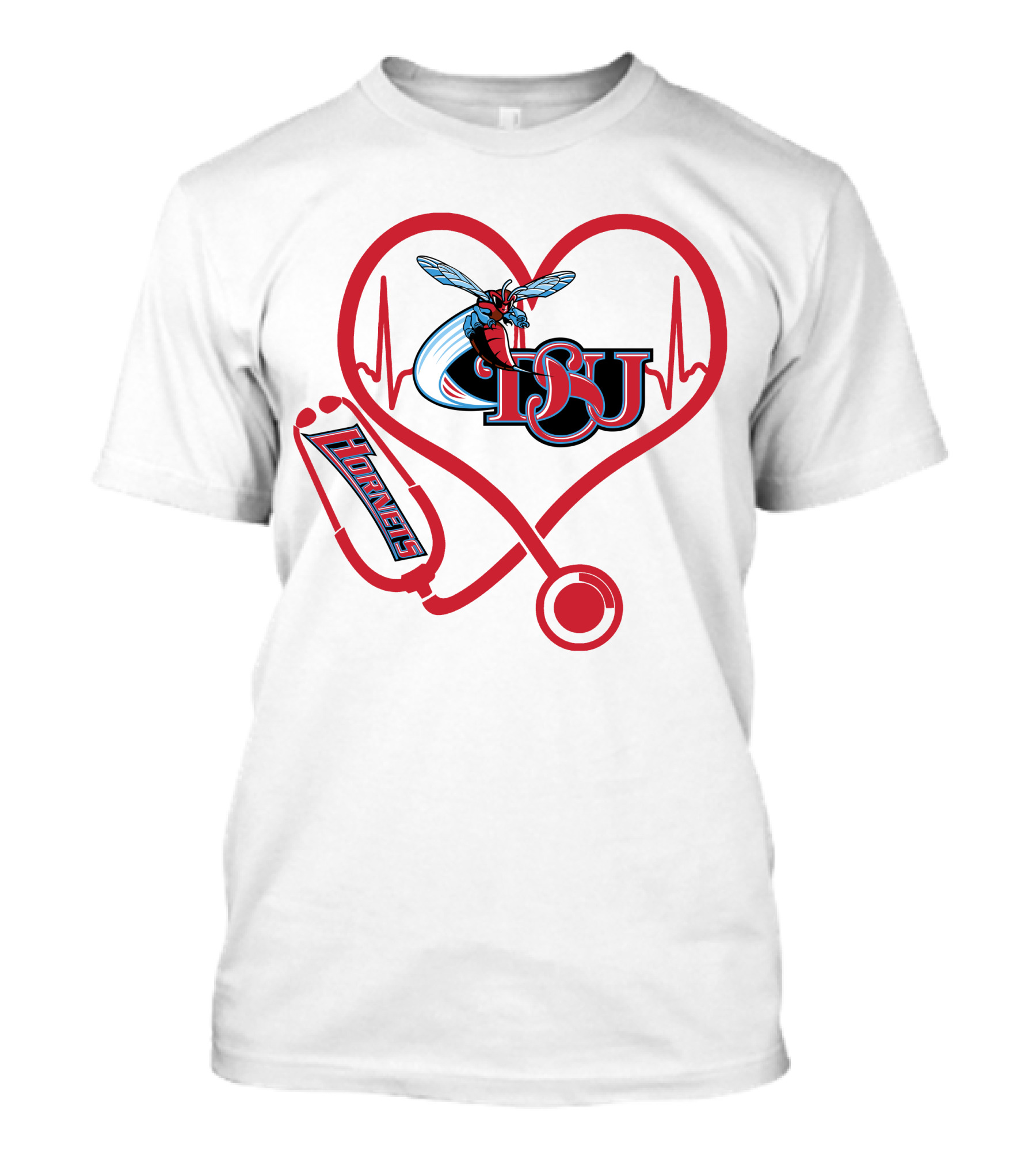 Nurse Love DSU Hornets Heartbeat Stethoscope T-Shirt