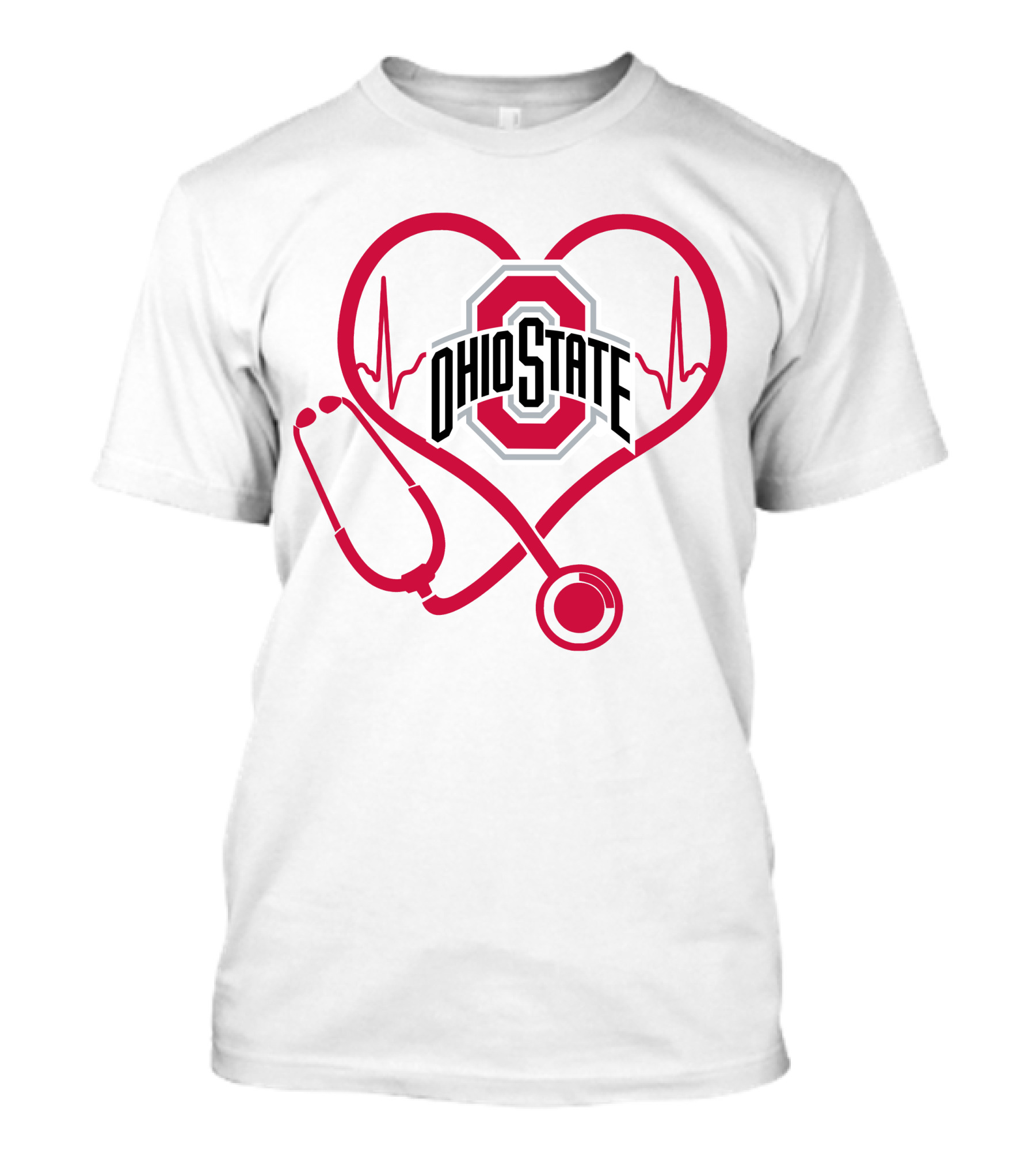 Ohio State Buckeyes Nurse Heartbeat Stethoscope T-Shirt