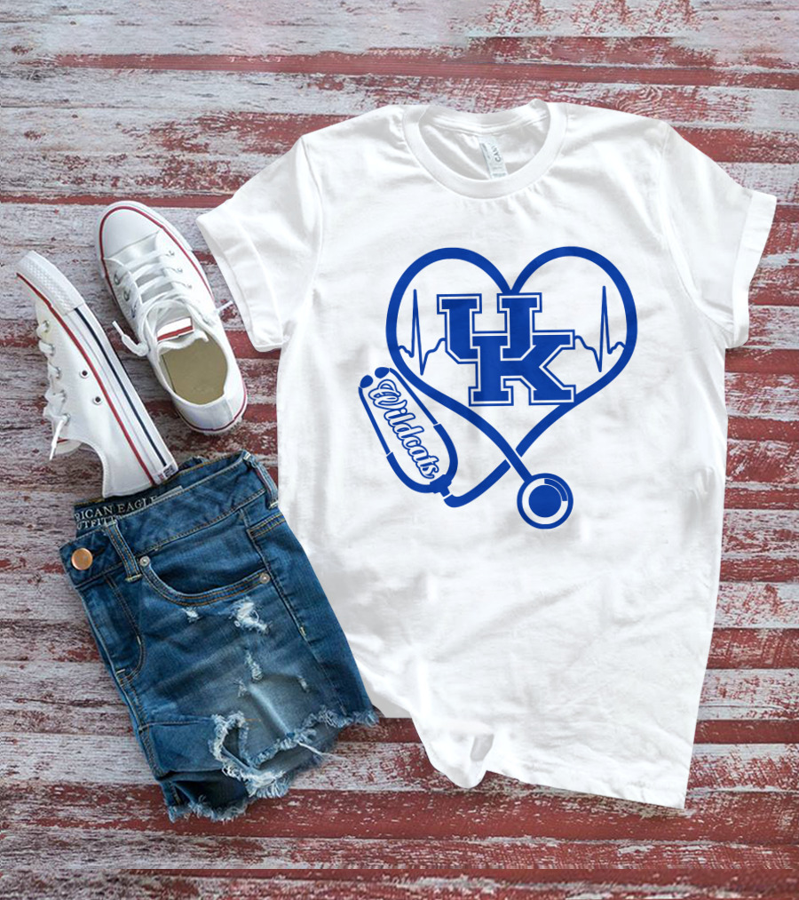 UK Wildcats Nurse Love Heart Stethoscope T-Shirt