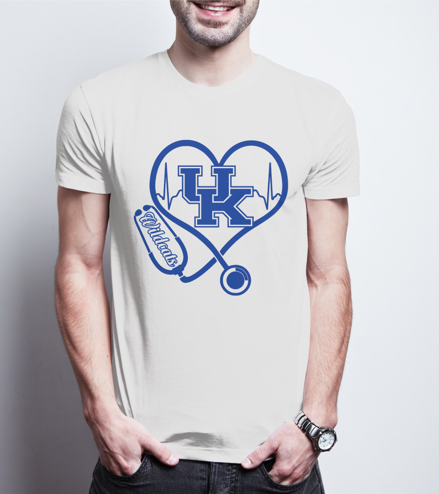 UK Wildcats Nurse Love Heart Stethoscope T-Shirt