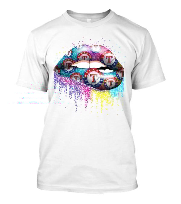 Texas Rangers Logo Pattern Lips T-Shirt
