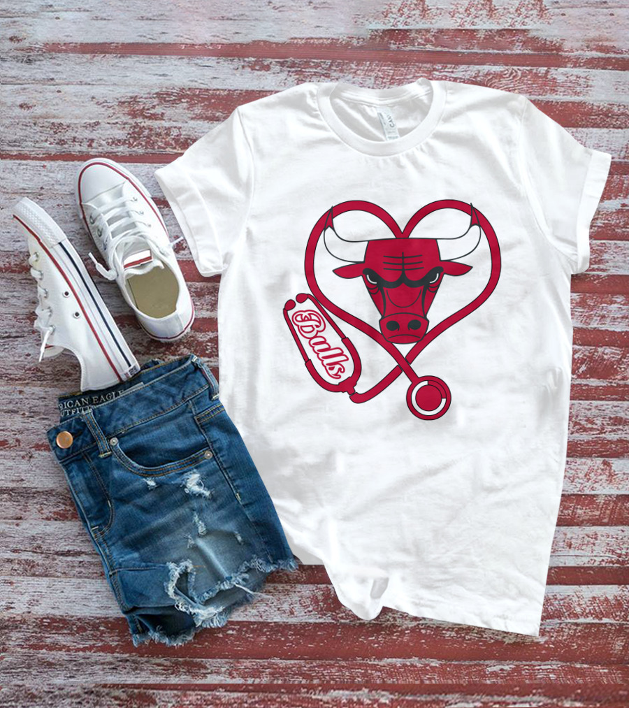 Chicago Bulls Nurse Heart Stethoscope T-Shirt