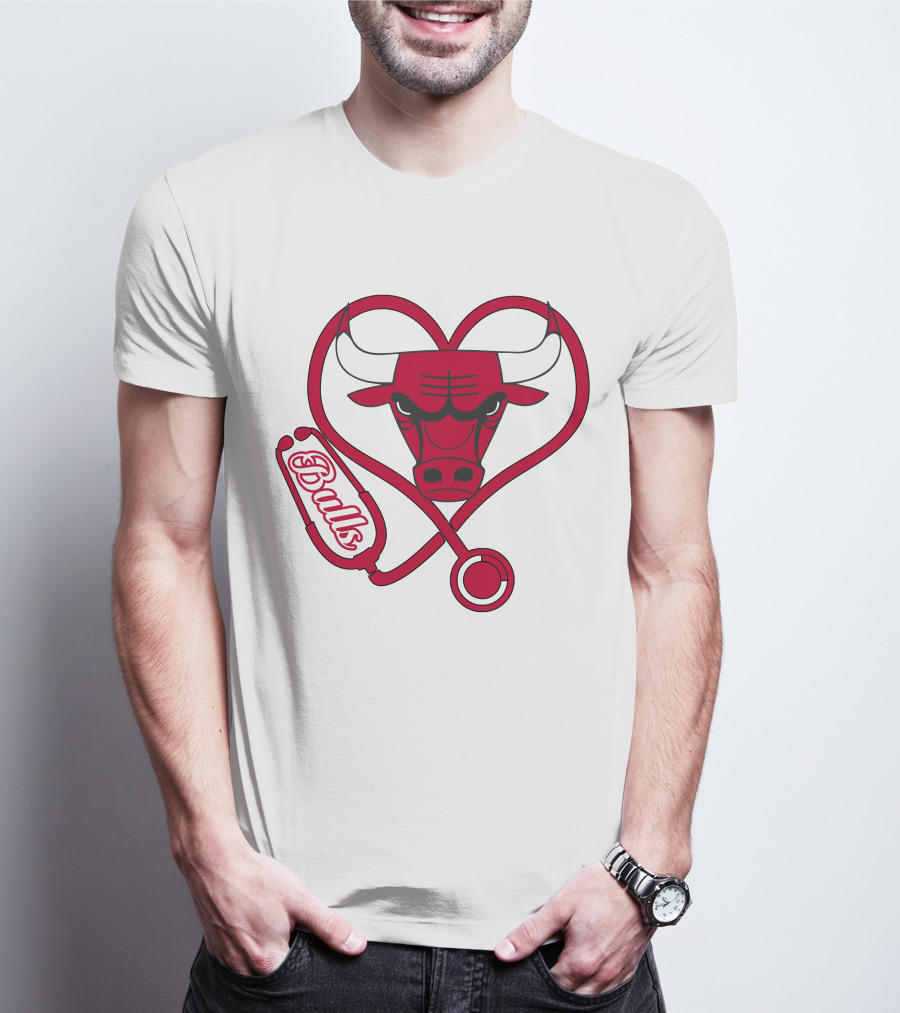 Chicago Bulls Nurse Heart Stethoscope T-Shirt