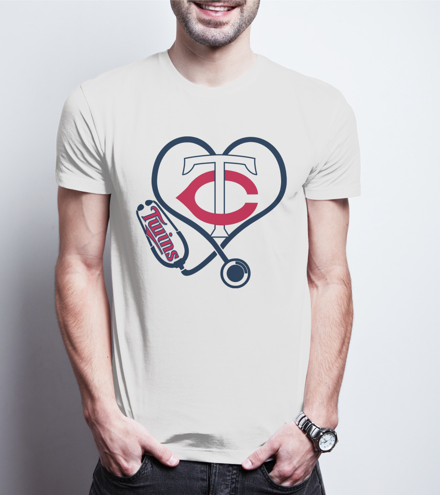 Minnesota Twins Nurse Love Stethoscope Heart T-Shirt