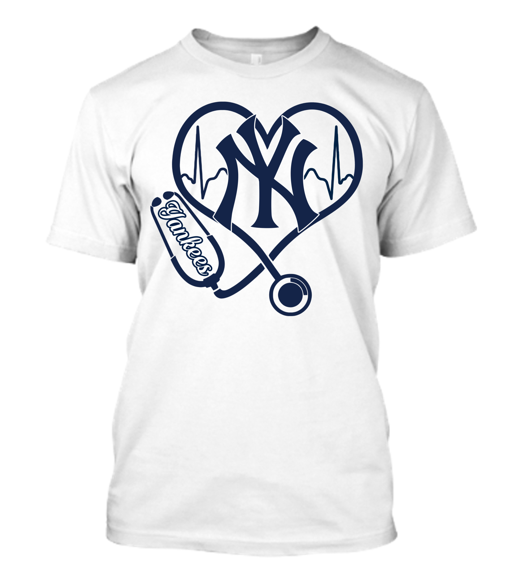 Yankees Nurse Love Heartbeat Stethoscope New York T-Shirt