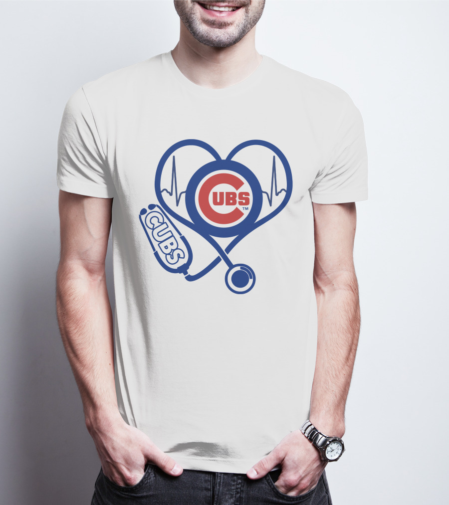 Cubs Heartbeat Nurse Stethoscope Chicago Cubs T-Shirt