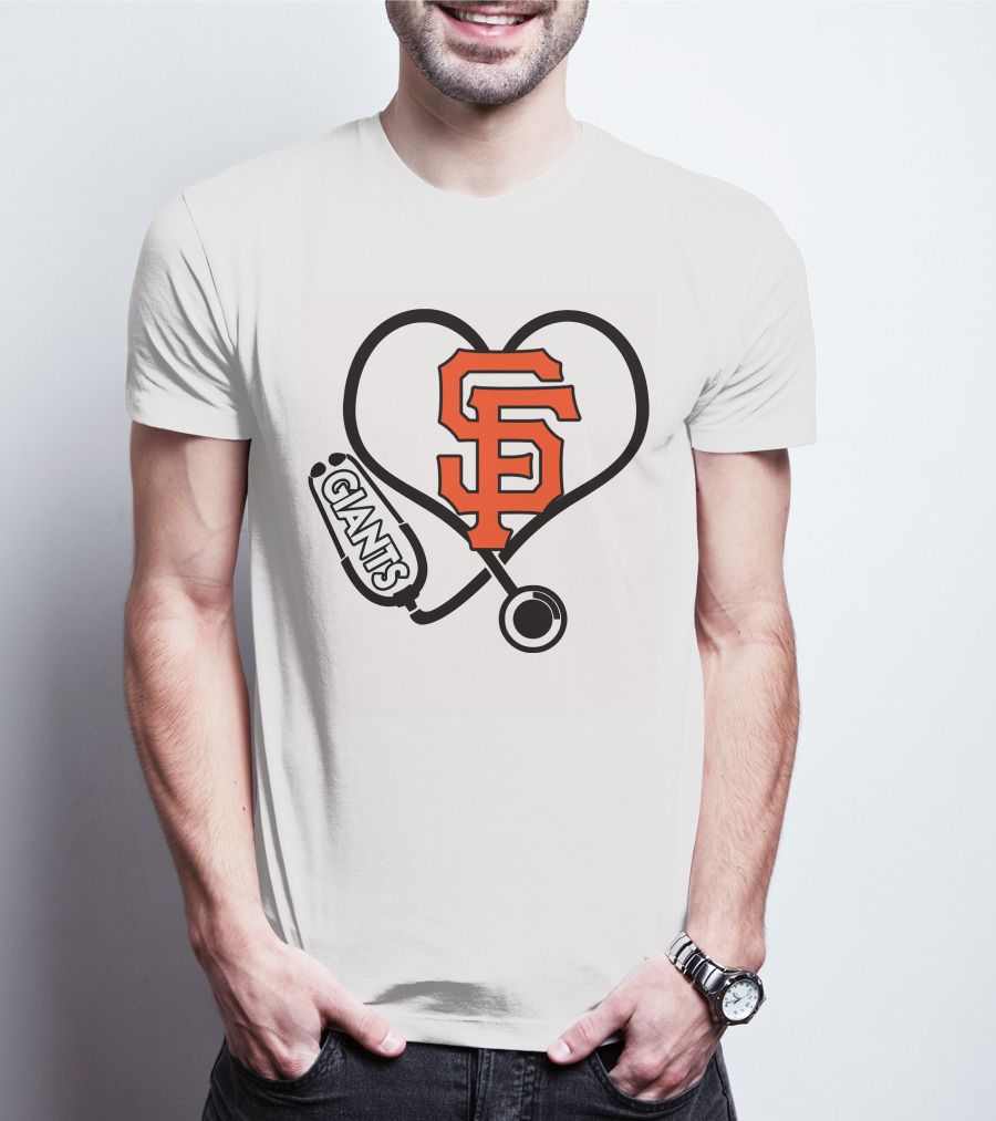 San Francisco Giants Nurse Love Heart Stethoscope T-Shirt