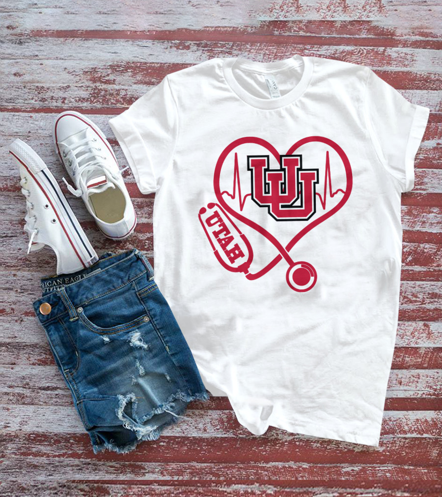 Utah Utes Nurse Heartbeat Stethoscope T-Shirt
