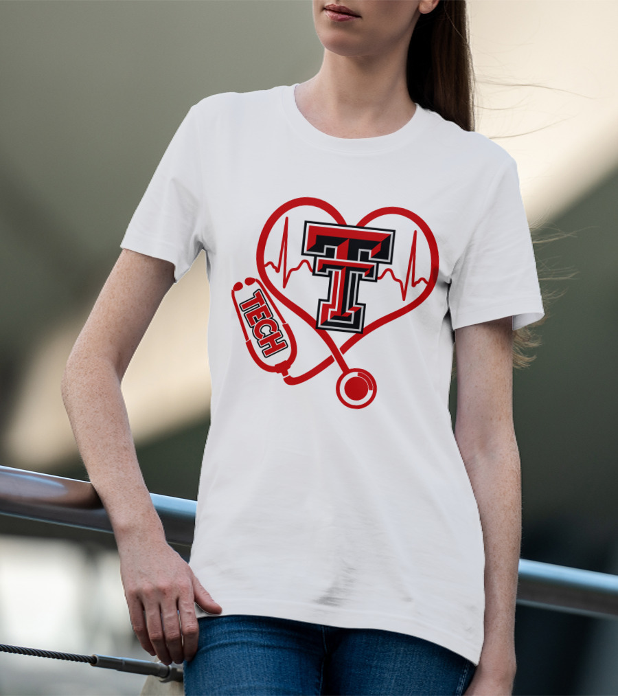 Texas Tech Nurse Heart Stethoscope Love T-Shirt