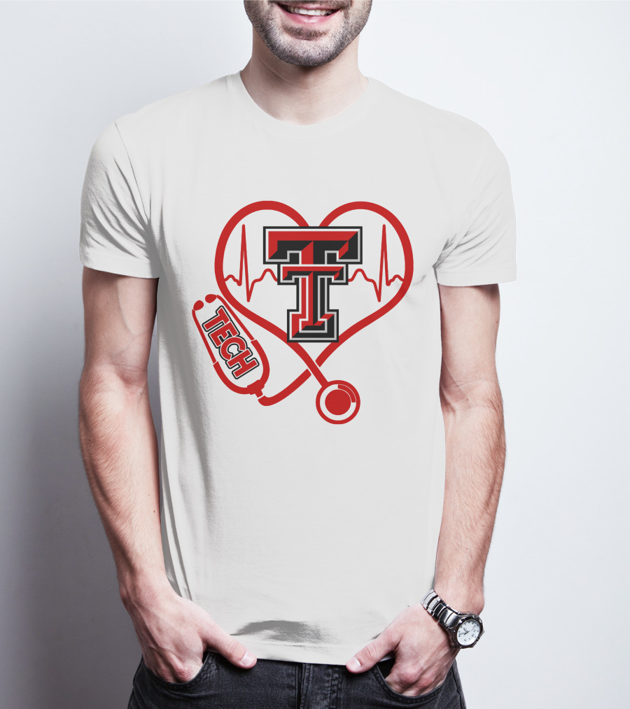 Texas Tech Nurse Heart Stethoscope Love T-Shirt
